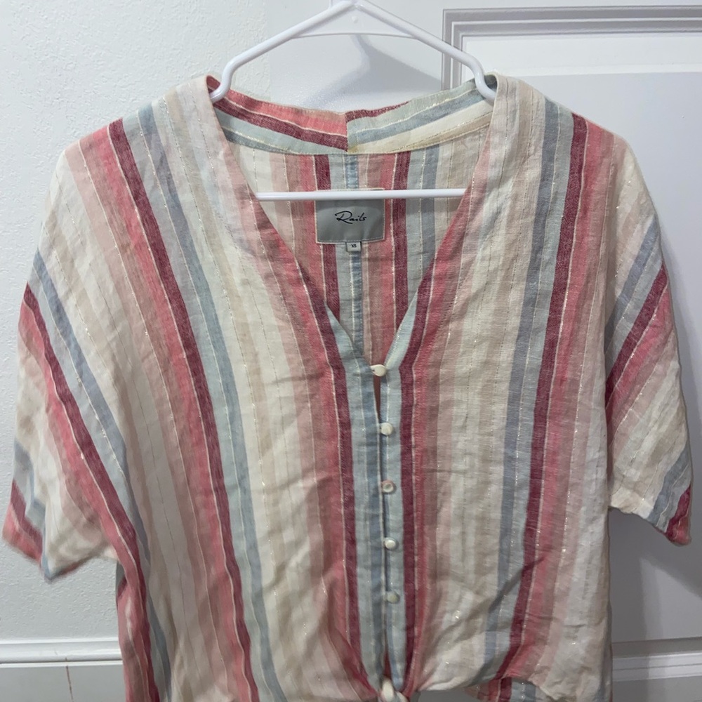Rails Multicolor Striped Linen Top